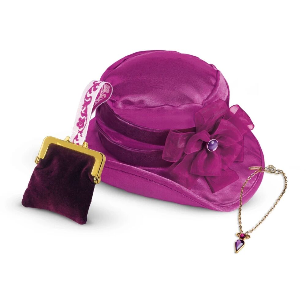 American Girl Rebecca Rubin Purple Satin Hat- BNIP w/ Bonus Mini Rebecca Book